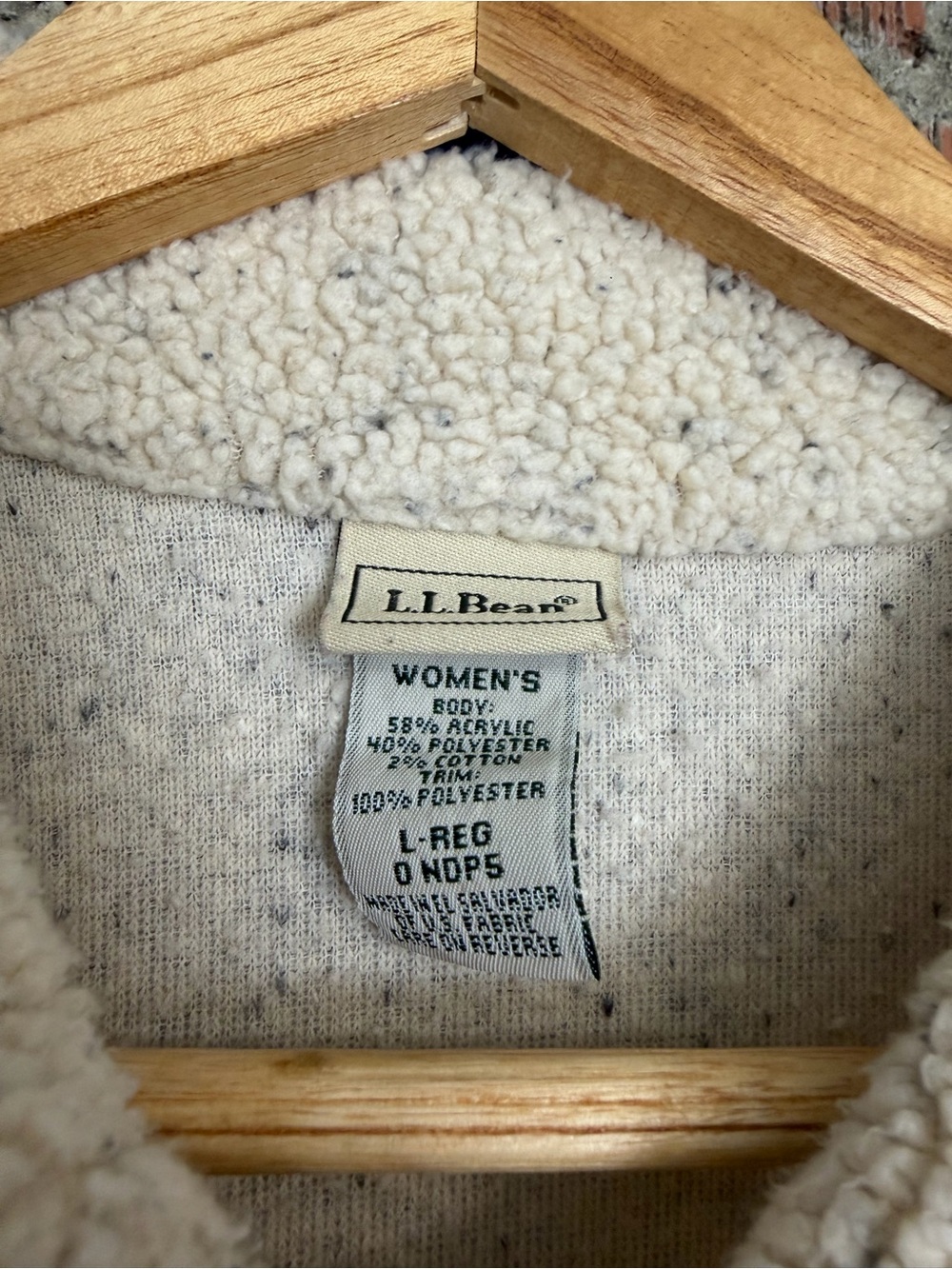 L.L Bean Cream Sherpa Button-Up Shacket - Picture 4 of 4